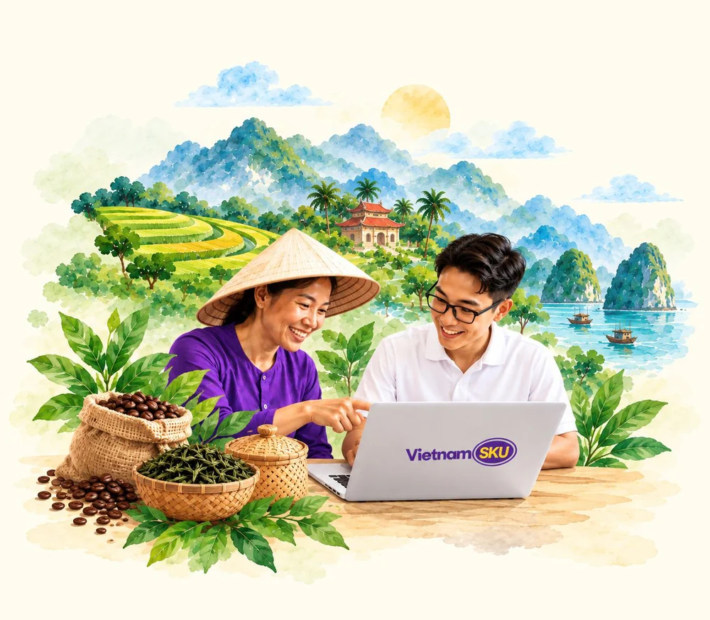 Hai người cùng chuẩn bị hồ sơ sản phẩm.